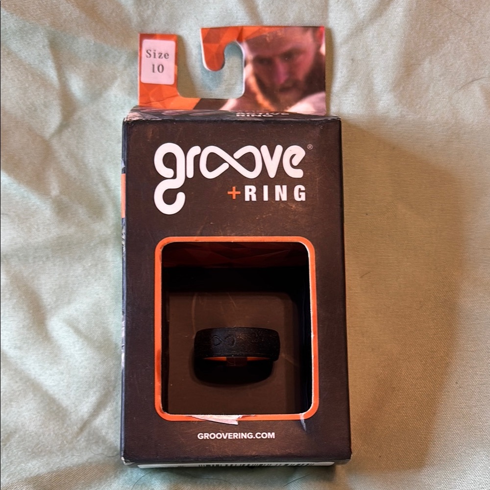 Groove Life Black/Orange Silicone Ring Size 10